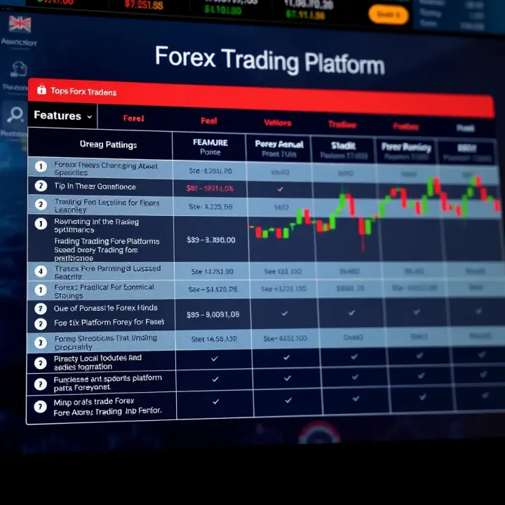 Comparison chart showing features and fees of top forex trading platforms