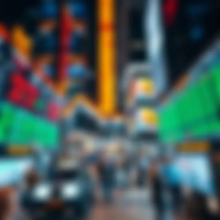 South African financial district with forex market symbols and digital trading screens