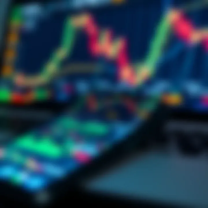 Smartphone screen displaying forex trading graphs and market data