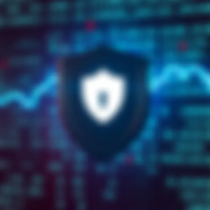 Regulatory Framework and Risk Management in Binary Options Trading Visual representation of security shield with binary code background symbolizing regulatory protection and risk management