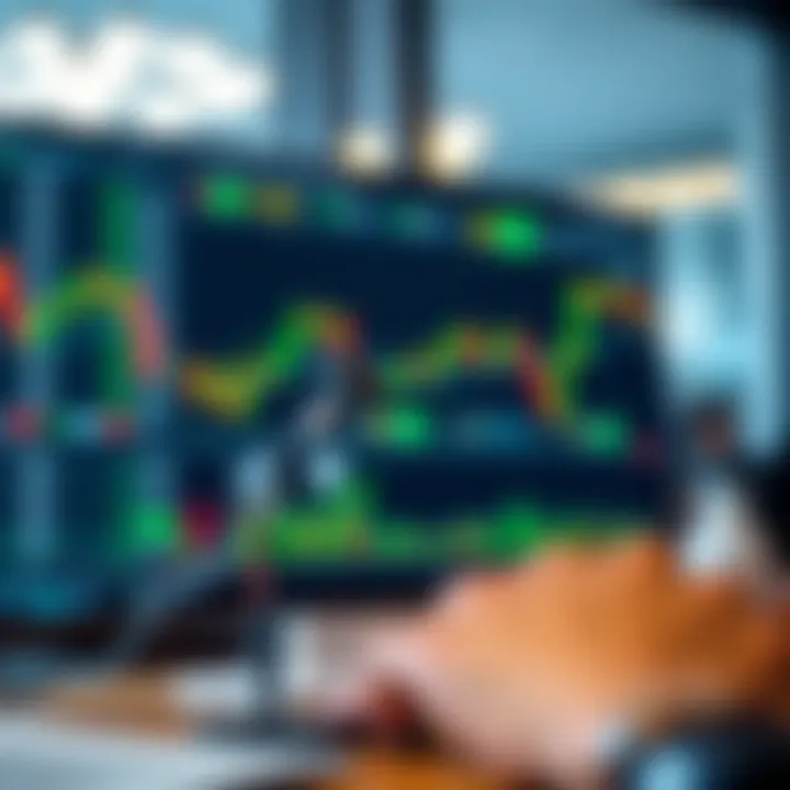Illustration of a forex trading interface with charts, tools, and local support icons