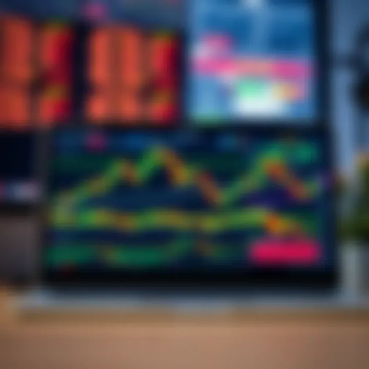 Graphical interface of forex trading software showing currency charts and market indicators