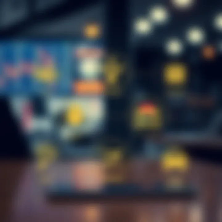 Illustration of South African financial market symbols and icons representing trading app features