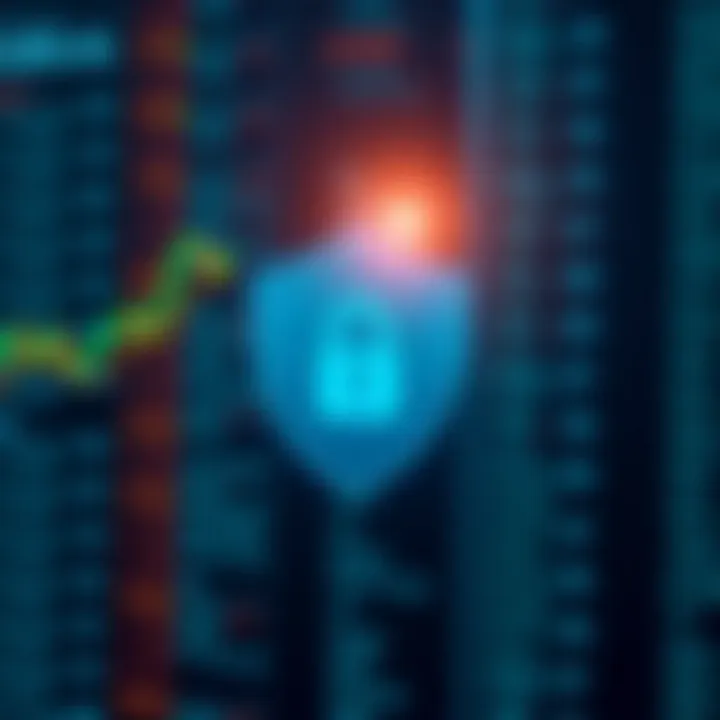 Security shield icon with digital background symbolizing protection in mobile forex trading