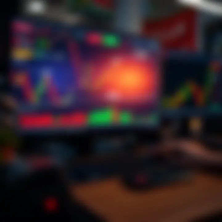 Virtual Forex Trading Environment for Practise and Learning Illustration of digital forex trading environment showing virtual currency and analytics