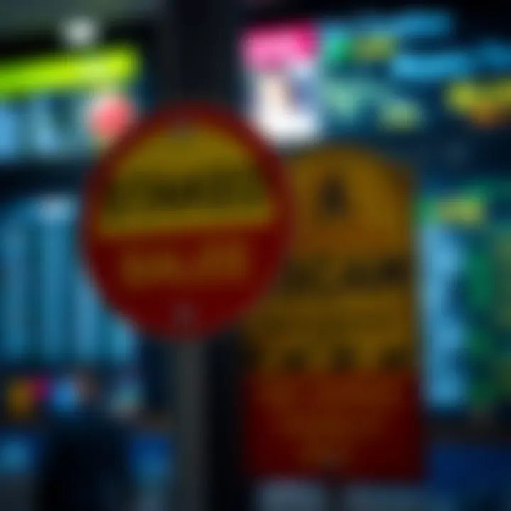 Warning signs highlighting scams and regulatory concerns in binary options trading