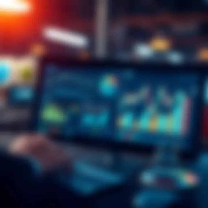 Strategic Risk Management and Technology Integration Visualization of risk management strategies with charts, graphs, and technology tools