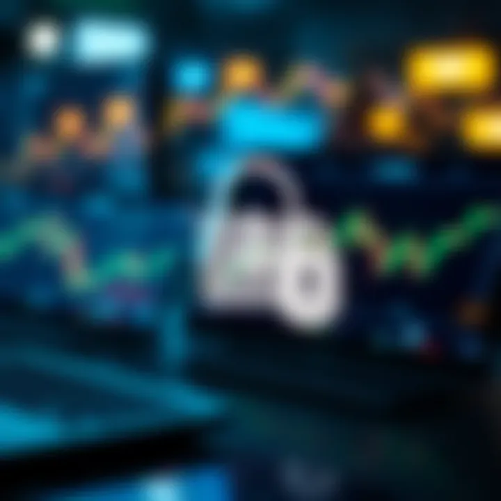 Graphic of a secure download icon overlaying forex video content on digital devices