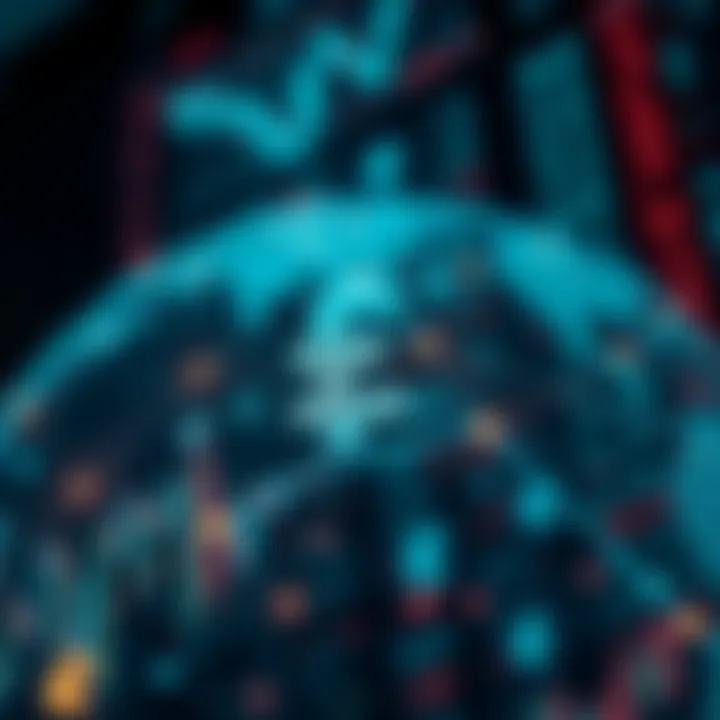 Illustration of global currency symbols interconnected by financial data streams