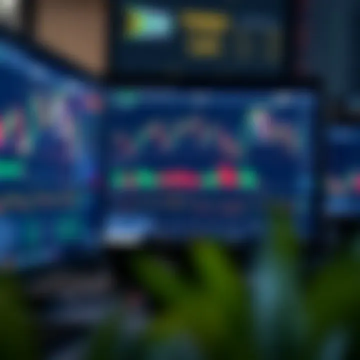 Computer screen displaying Forex trading platform with currency charts and demo account interface
