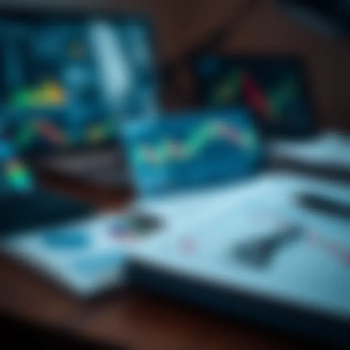 Detailed forex trading course materials and charts on a desk