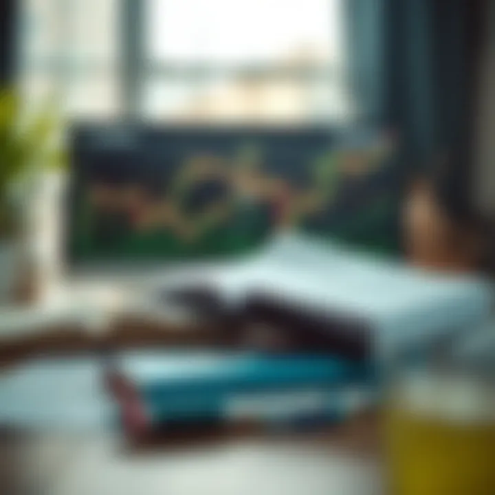 Key Resources for Effective Forex Trading Education Conceptual illustration of trading education with charts, books, and a computer