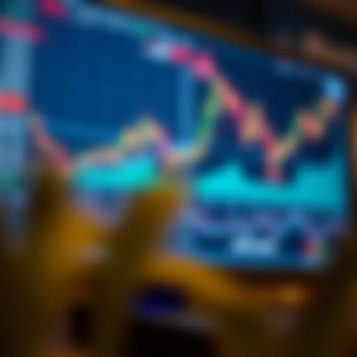 Illustration of a computer screen displaying a forex trading platform with charts and indicators