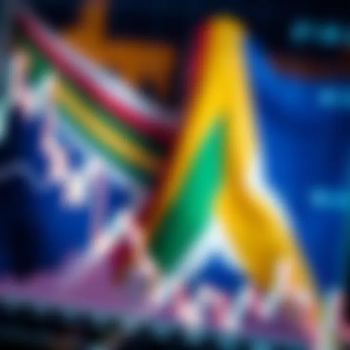 Currency Exchange Trends in South African Forex Market Graph showing currency exchange rate fluctuations with South African flag in background