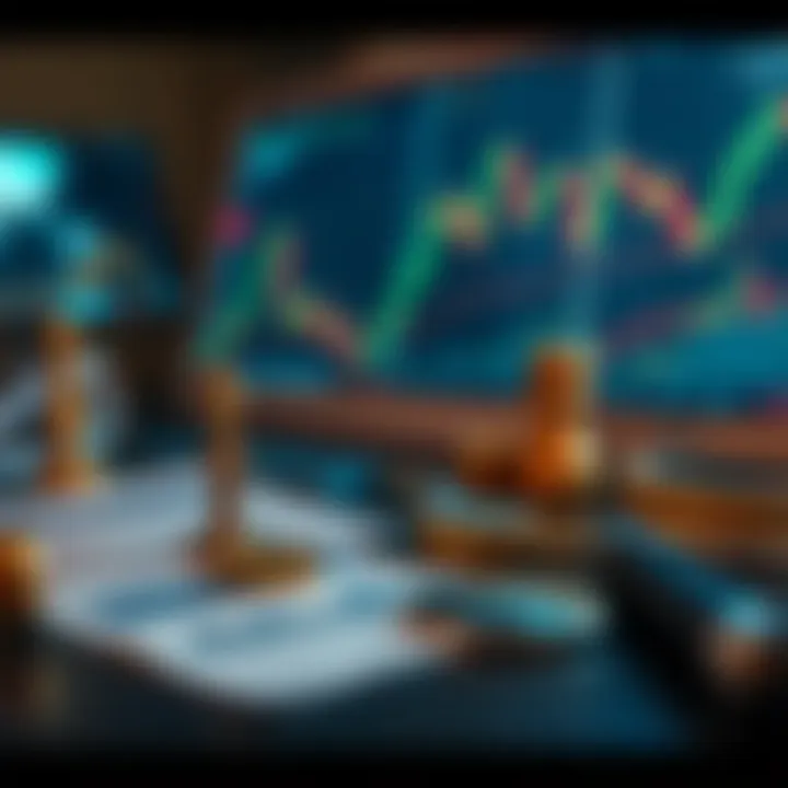 Conceptual image of forex trading strategy with risk management icons and financial tools