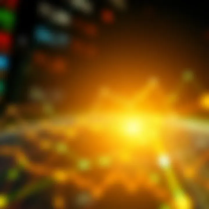 Digital representation of global financial market connectivity and forex trading icons