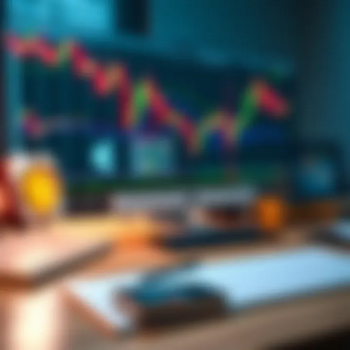 Customizable Forex Trading Wallpapers with Clean Workspace Customizable forex trading wallpaper options showcasing dynamic currency symbols and charts with a clean digital workspace