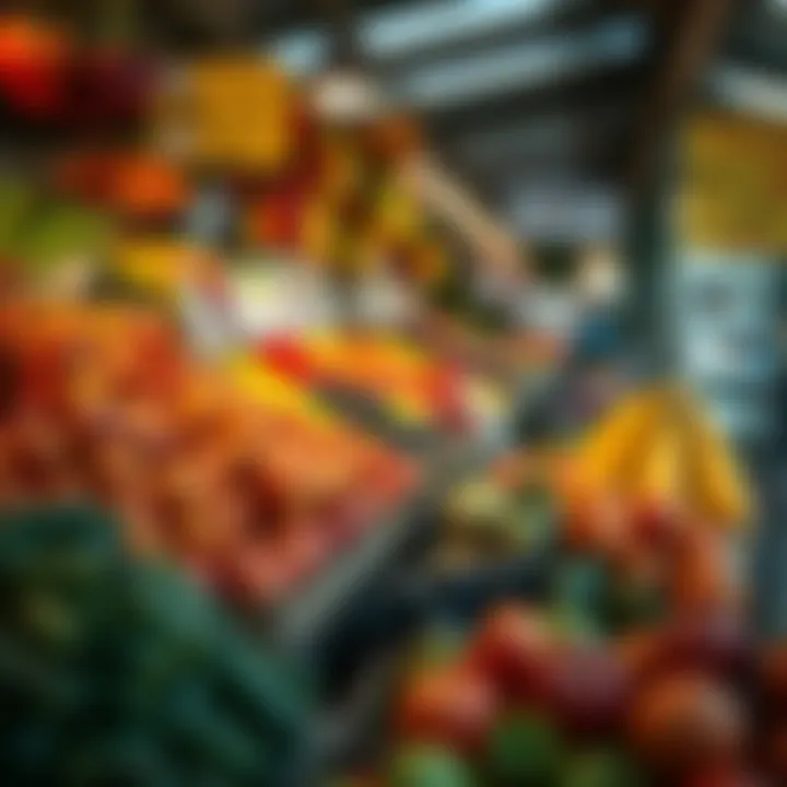 Fresh fruits and vegetables displayed at a vibrant Knysna market stall under natural daylight