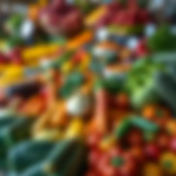 Fresh assortment of colorful fruits and vegetables displayed at a market stand in Kuilsriver