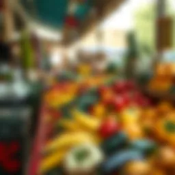 Fresh Produce at Kenilworth Market Stall Fresh selection of fruits and vegetables displayed at a local Kenilworth market stall under natural daylight