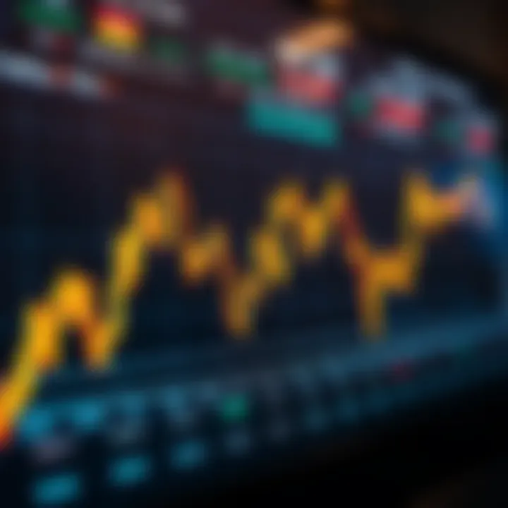 Graph showing fluctuating currency exchange rates on a digital trading platform