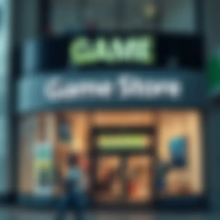 Exterior view of Game store at Kolonnade shopping center showing entrance and storefront