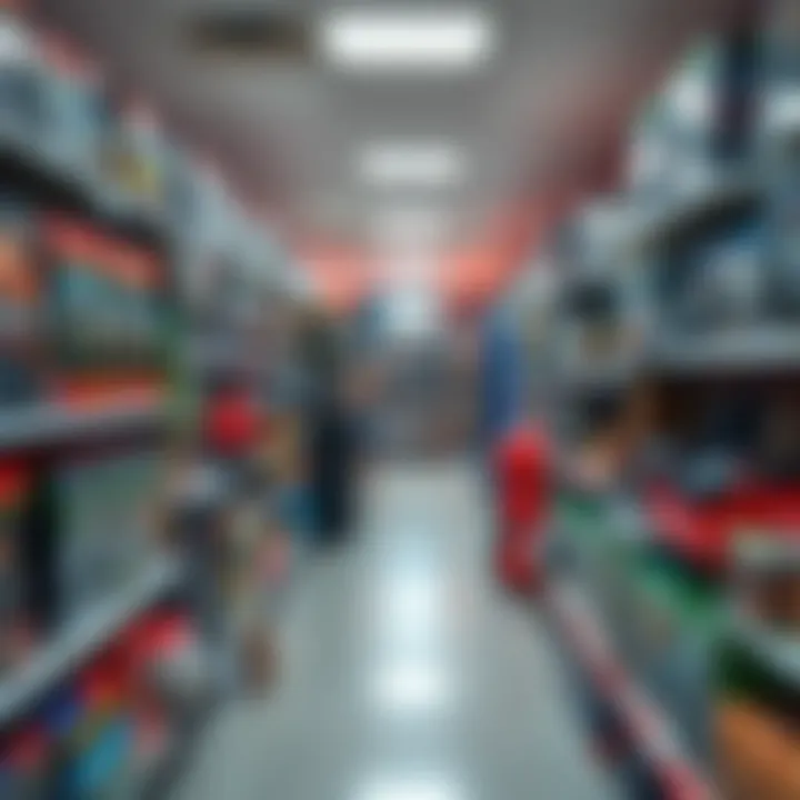 Interior display of various products available at Game store showcasing organized aisles and shelves