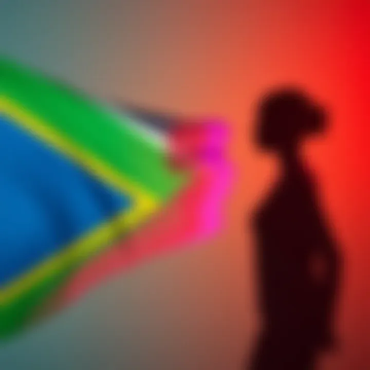 South African flag blending into a spectrum of colors symbolizing gender diversity