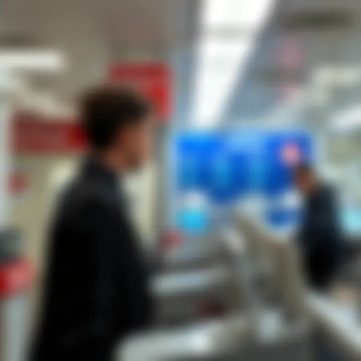 Close-up of postal service counters inside Hatfield Post Office