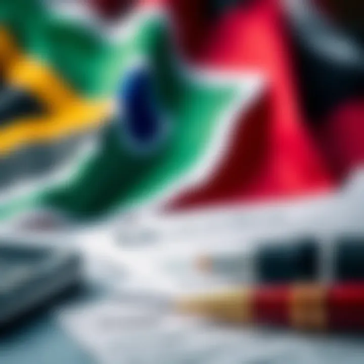 Regulatory compliance checklist with financial documents and a South African flag