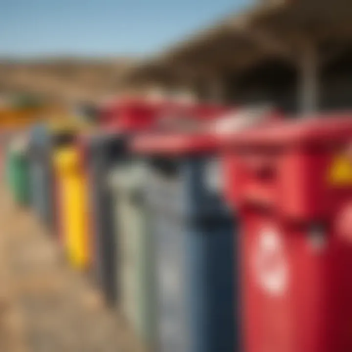 Various categorized waste bins at Kraaifontein dump site for responsible disposal and recycling
