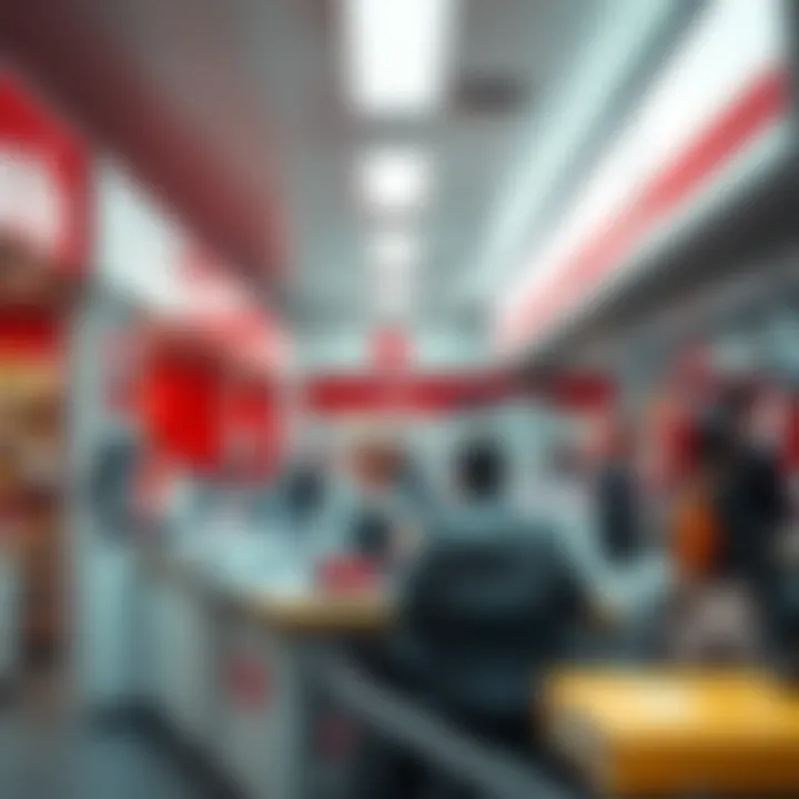 Inside Post Office Hyper by the Sea - Customer Service Area Interior view of Post Office Hyper by the Sea with counters and customers receiving postal services