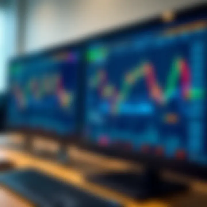 Digital screen showing forex trading charts and video tutorial interface