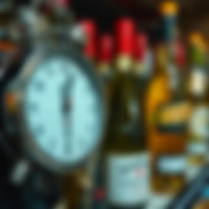 Restricted Liquor Shopping Hours Under Level 3 Lockdown Clock showing restricted shopping time next to bottles of wine and cider