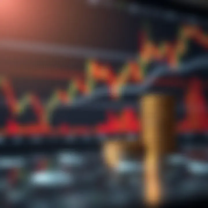 Forex Market Trends and Small Capital Investment Chart showing forex market trends with currency symbols and a small stack of coins representing limited initial investment