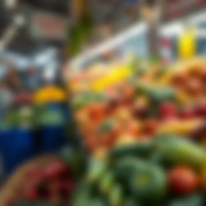 Fresh fruits and vegetables displayed at Tokai Market stalls