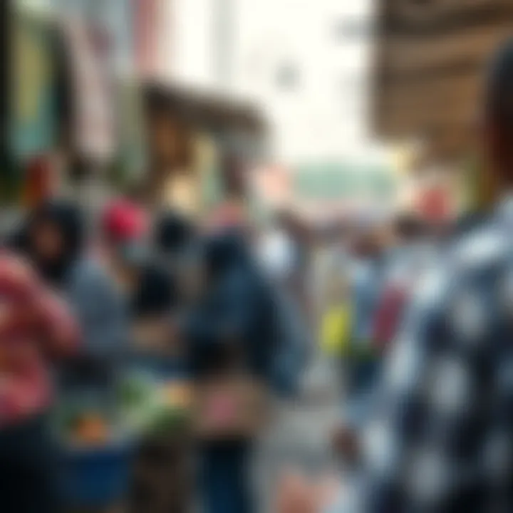 Busy morning scene with traders and buyers at Tokai Market