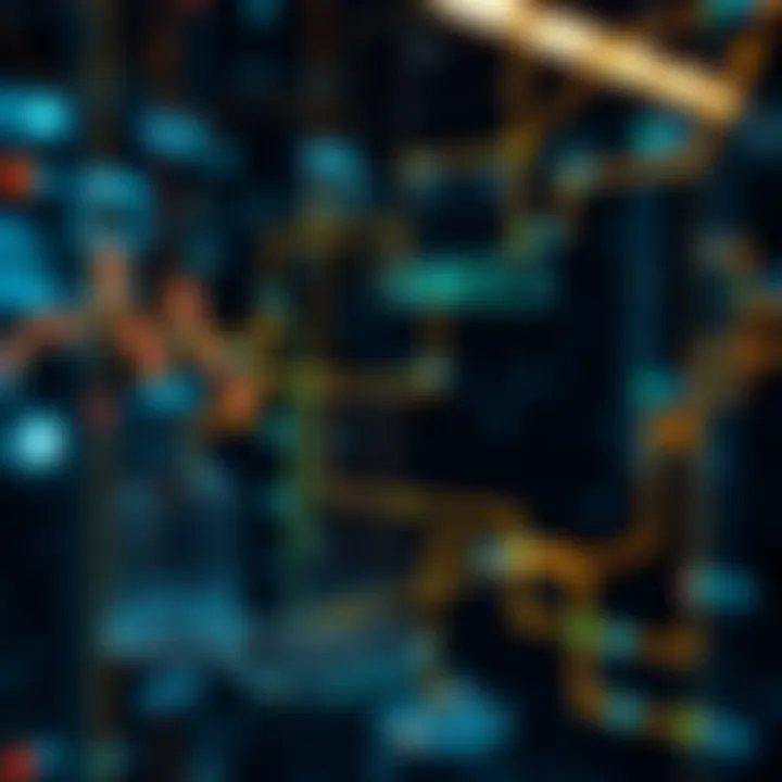 Binary Data Flow and Security in Financial Technology Conceptual graphic illustrating binary data flow and cybersecurity elements