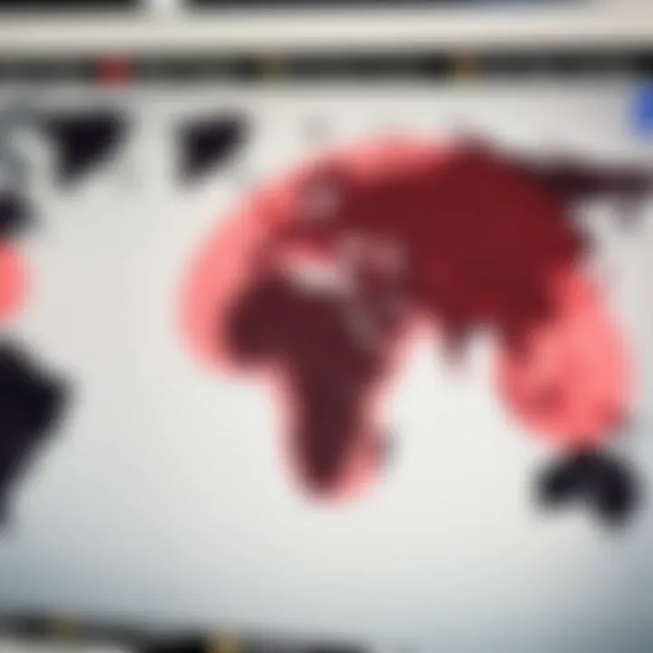 World map highlighting major forex trading sessions across different time zones