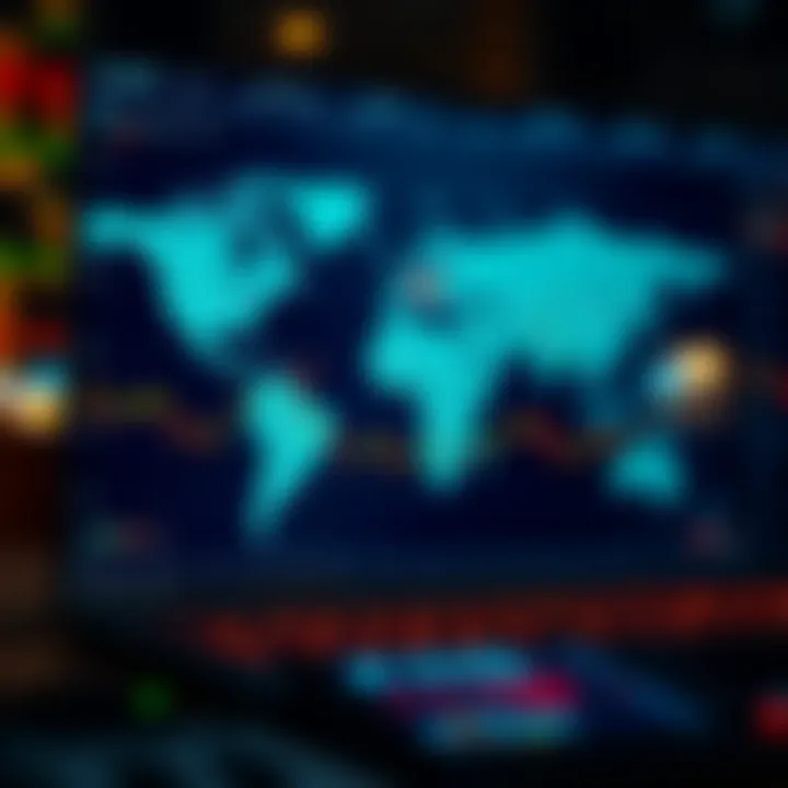 Global forex trading sessions map highlighting active market zones throughout the day