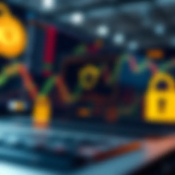 Illustration of secure forex trading platform with broker integration and encryption symbols