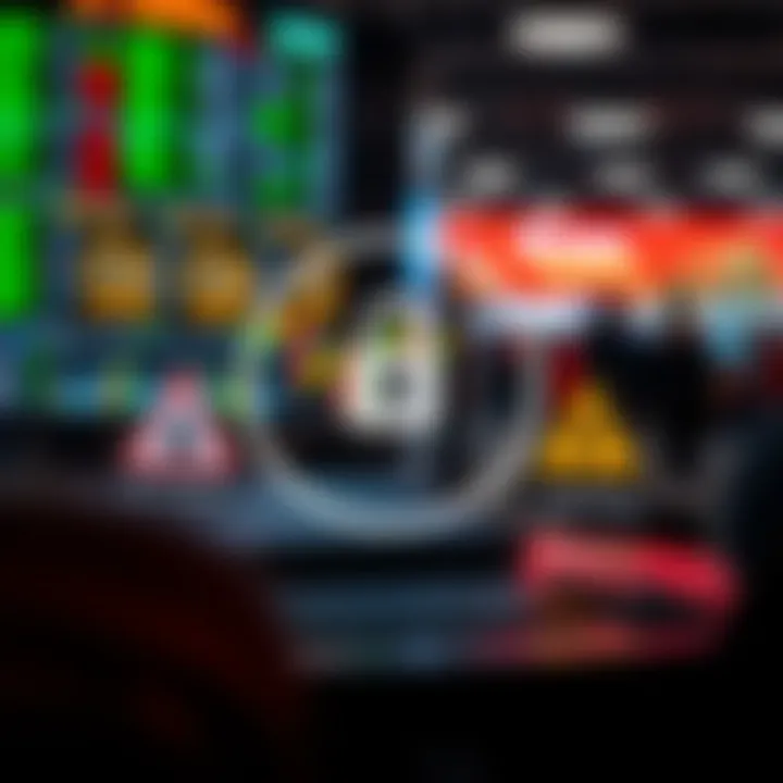 Conceptual illustration of safe trading practices highlighting security and warning symbols