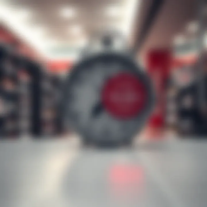 Clock showing store opening and closing times on a calendar background