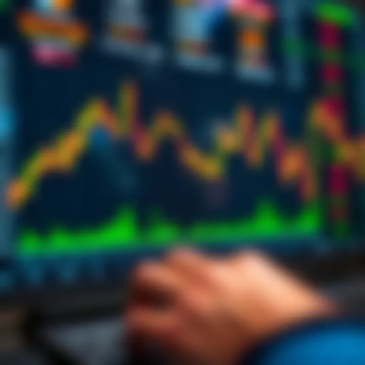 Graph showing upward and downward trends representing binary options market fluctuations