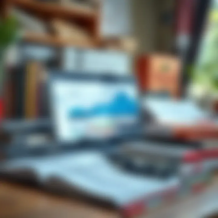 Forex Trading Education Resources and Online Learning Tools Collection of forex trading educational materials including books, laptop, and online course interface