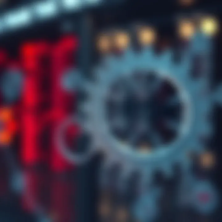 Visual representation of decision-making with gears and risk icons interconnected