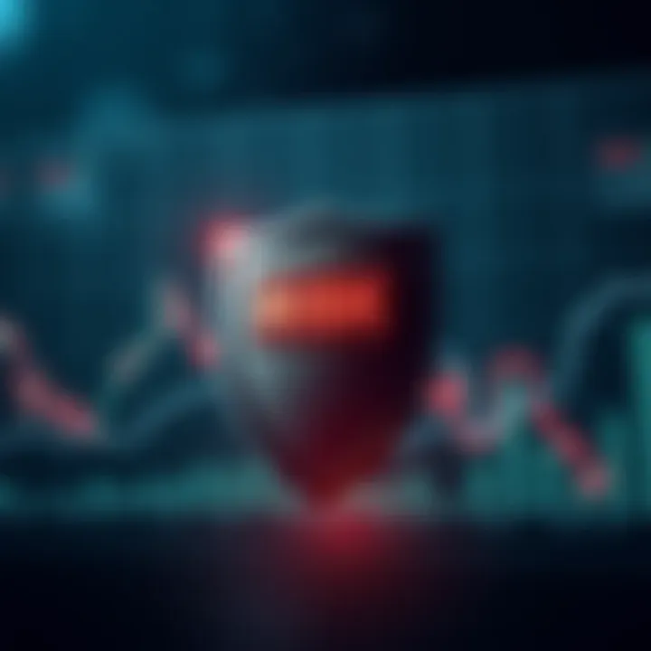 Conceptual illustration of a shield protecting a business graph from potential threats