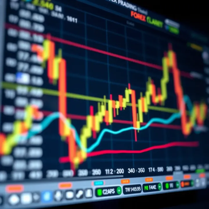 Graph showing forex trading platform interface with currency pairs and charts