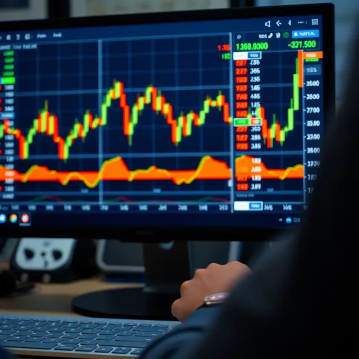 A detailed overview of forex trading charts and currency pairs on a computer screen highlighting market trends