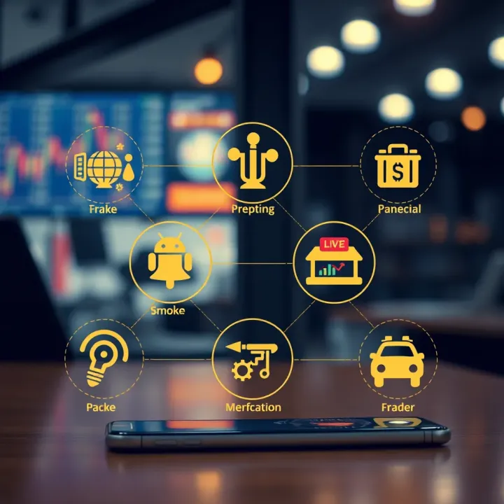 Local Market Access and Features in Trading Apps Illustration of South African financial market symbols and icons representing trading app features
